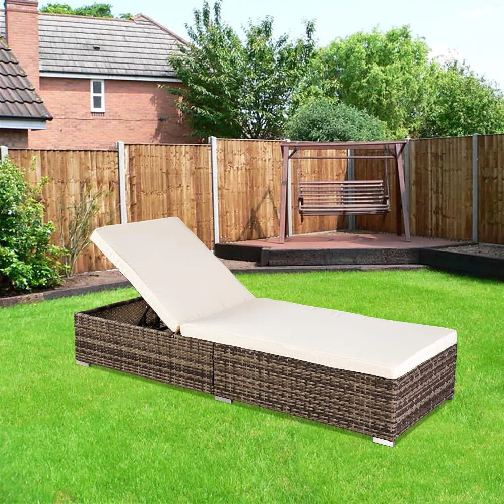 GoDecor Outdoor Rattan Chaise Lounge Chair, Gray