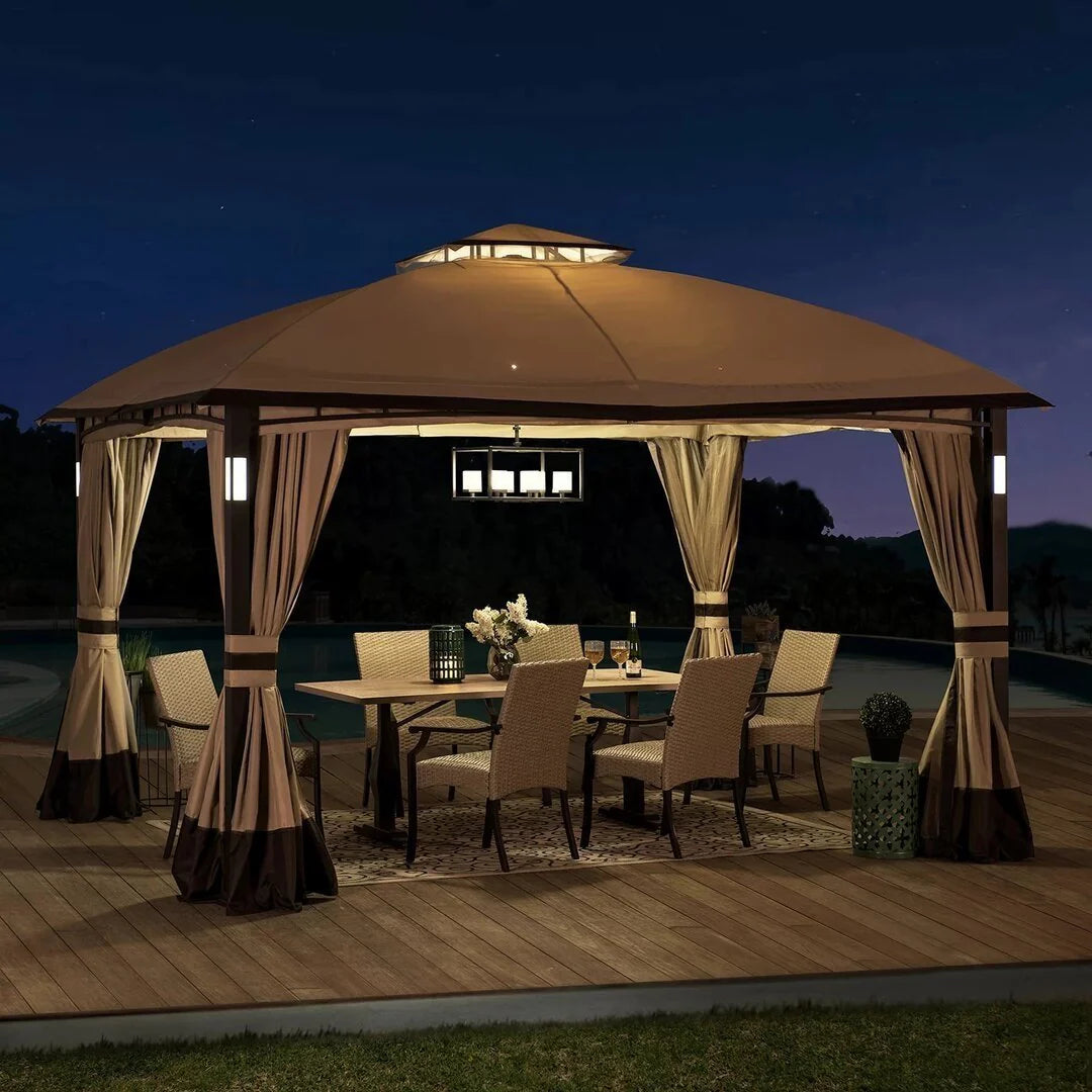Moorehead Steel Patio Gazebo 12 Ft W x 10 Ft D