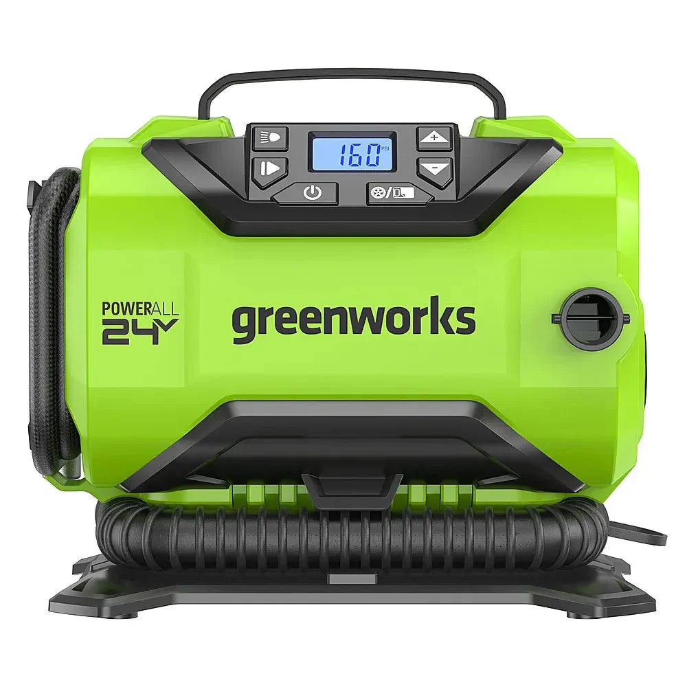 Greenworks 24 Volt 160-PSI Battery Powered Inflator With 2.0 Ah USB-C Battery And Charger - Green