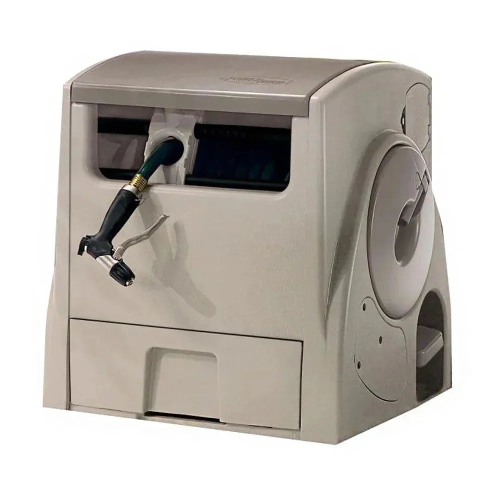 Suncast Powerwind Auto Power Rewind Hose Reel, Light Taupe, 100 ft. 5/8 in. Capacity - CPLPW100