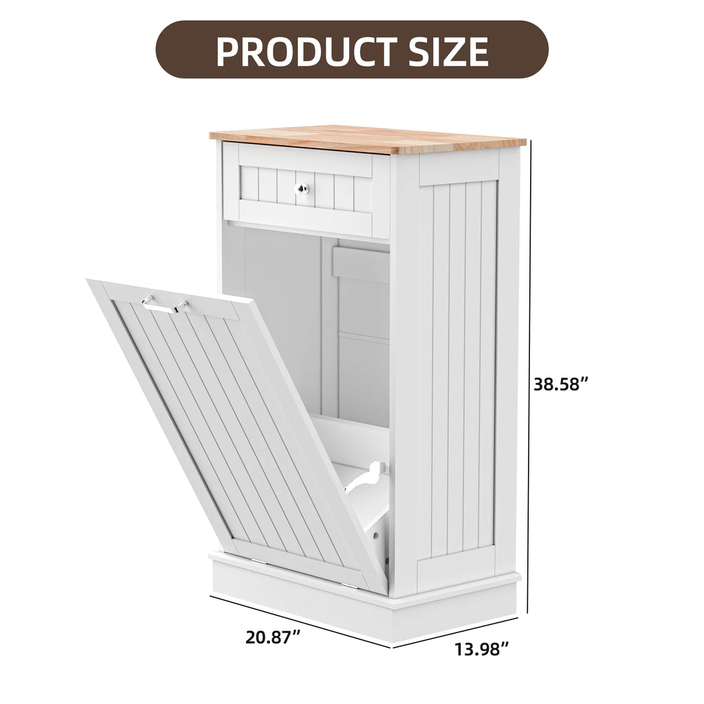 HARIPUL Single Tilt-Out Trash Cabinet For 13 Gallon Waste Bin, White