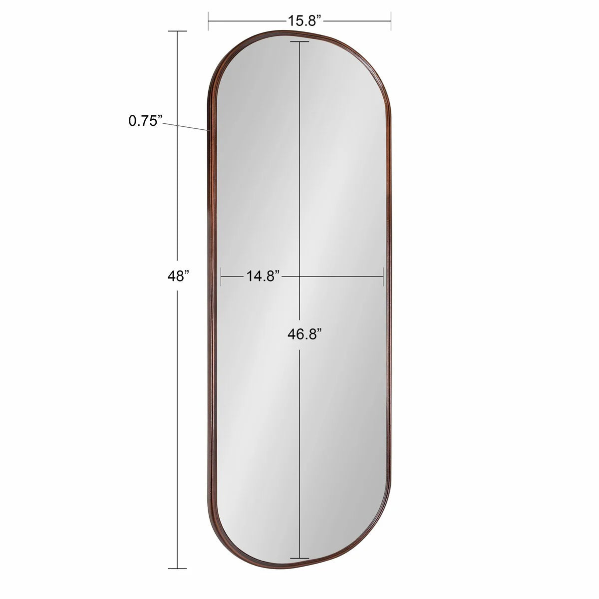 Capsule Framed Wall Mirror, 16x48, 18x24, 22x34, 24x36, Black, Bronze, Gold, Gray, Silver, Antique-Bronze
