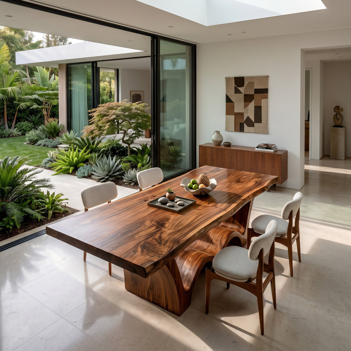 Artistic Wave Leg Wood Dining Table For Designer Dining Room