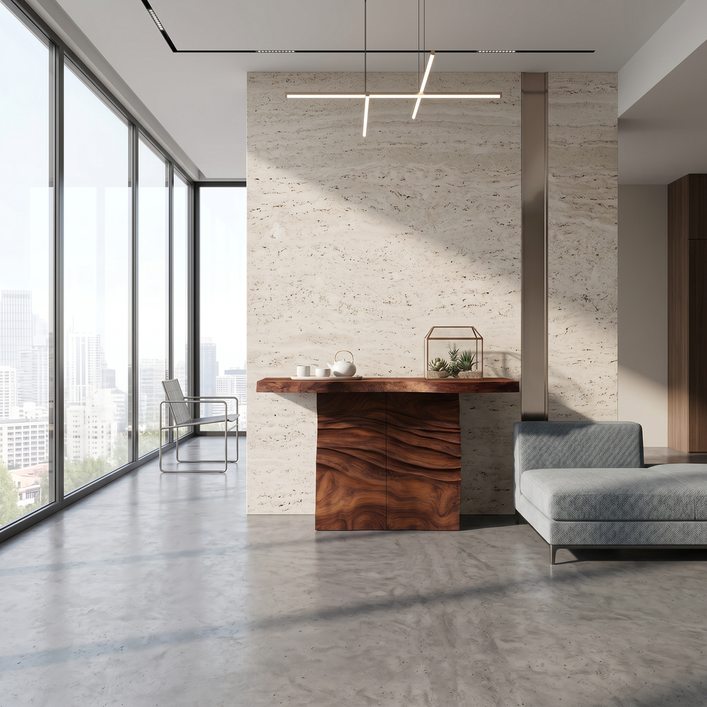Contemporary Carved Entry Table For Modern Living Space