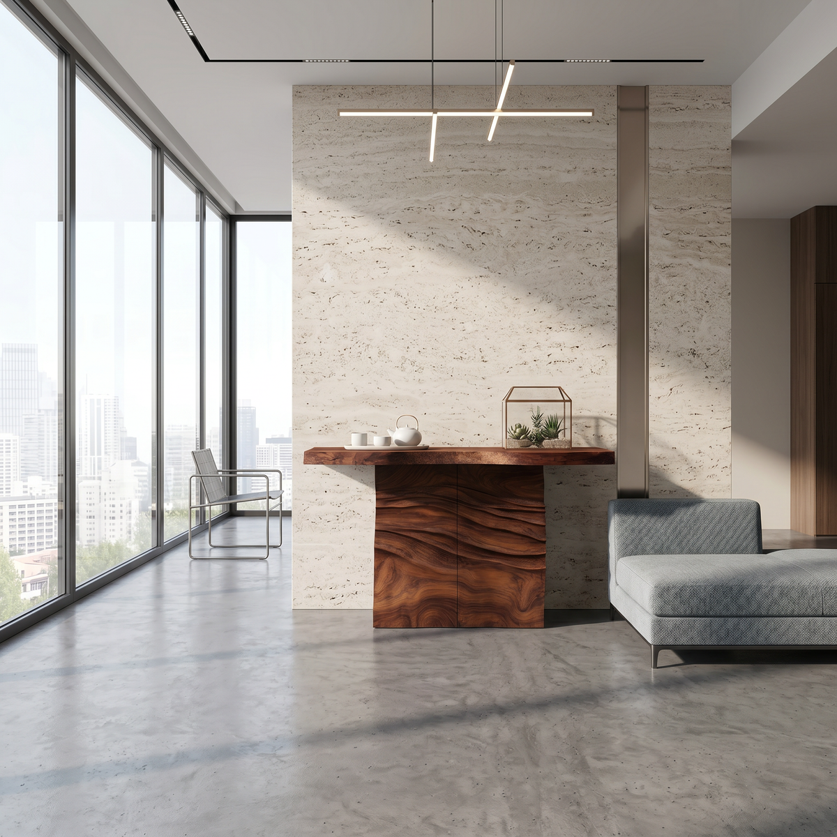 Contemporary Carved Entry Table For Modern Living Space