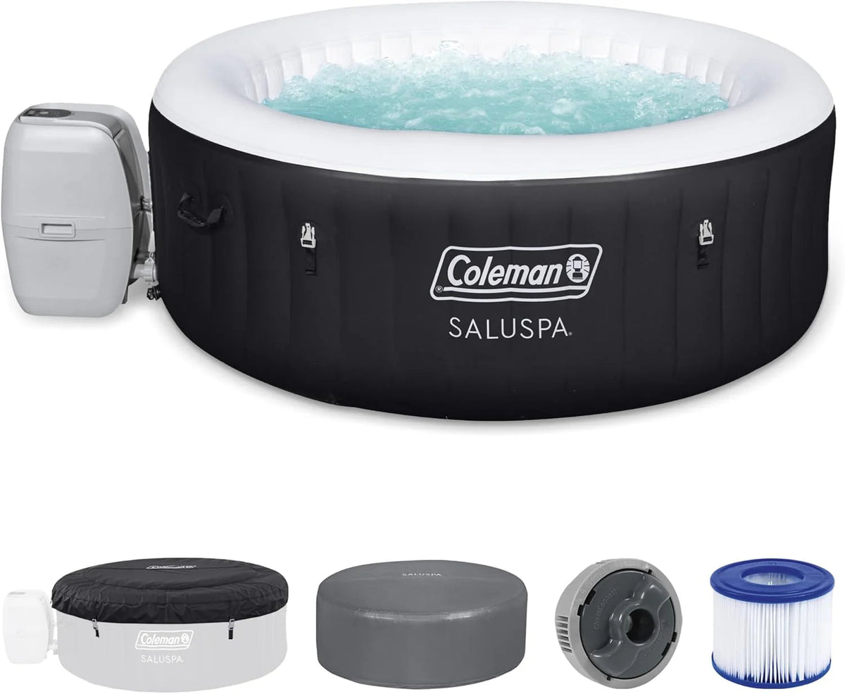 2-4 Person Inflatable Hot Tub With 120 Air Jets And Insulated Cover