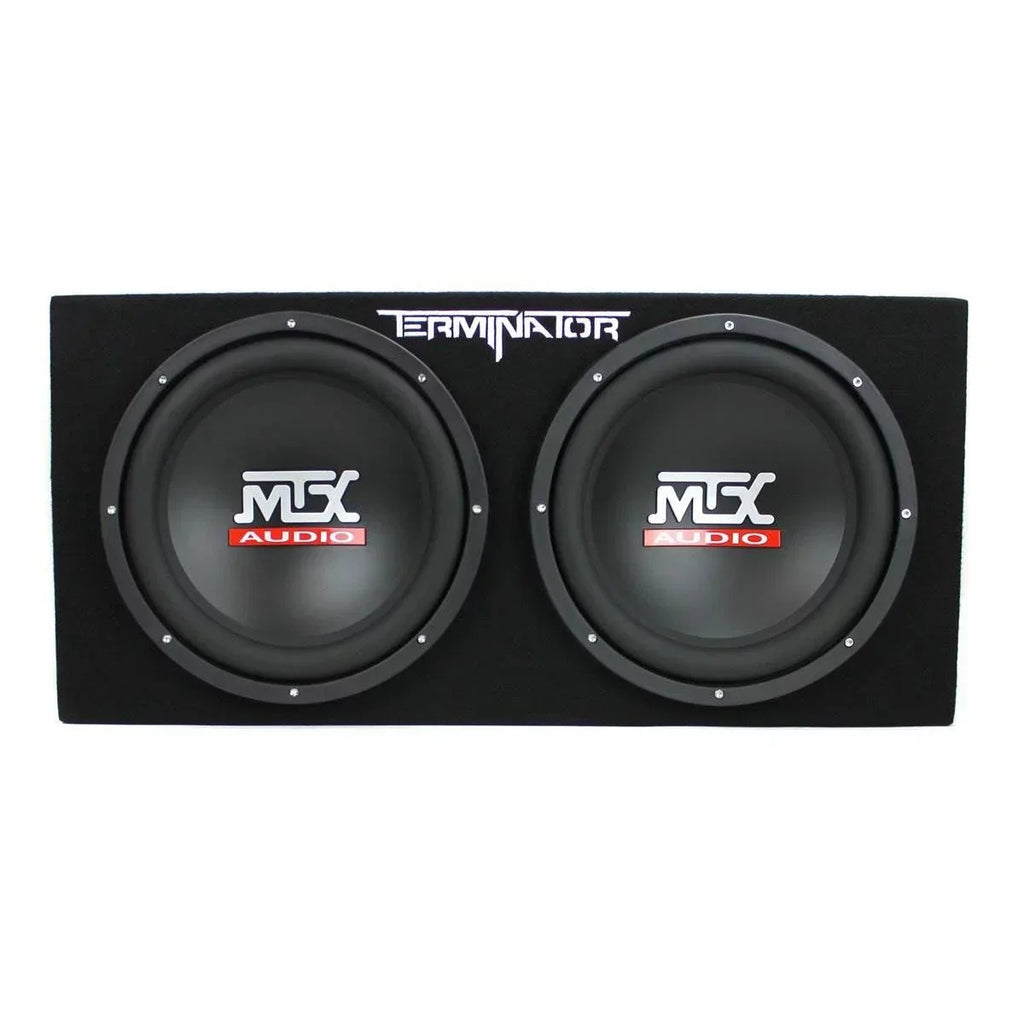 MTX TNE212D 12-Inch Dual Loaded Subwoofer Enclosure 2-Pack With Planet Audio AC1500.1 Amplifiers 2-Pack And Soundstorm AKS8 Wiring Kit