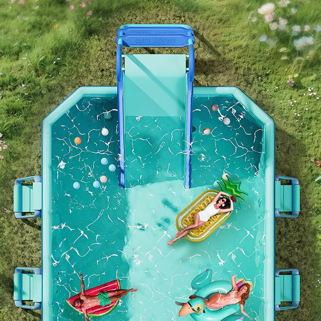 Houtclort Inflatable Swimming Pool Slide, Blue, 57in L x 7.8in W x 27in H