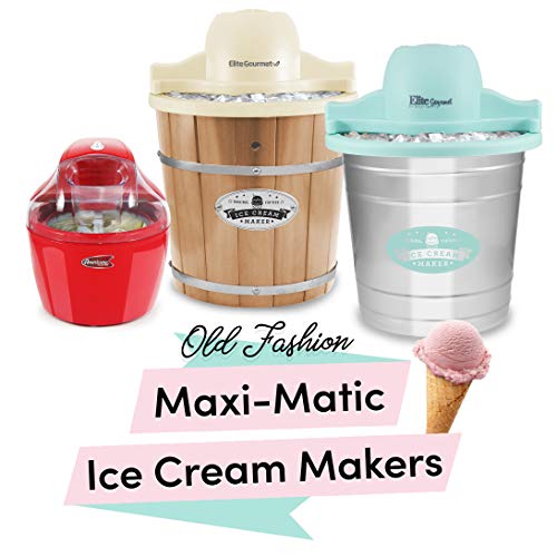 Elite Gourmet 6 Quart Vintage Wood Bucket Electric Ice Cream Maker