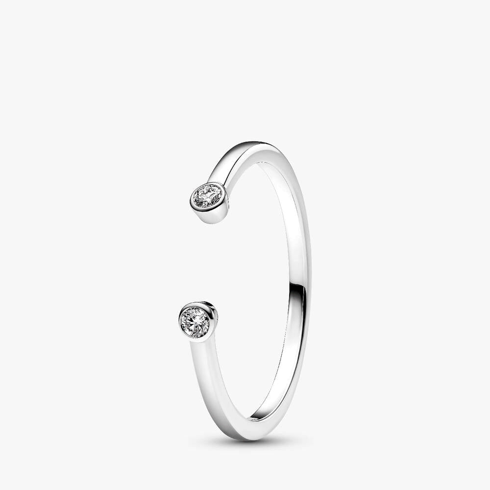 Pandora Era Lab-Grown Diamond White Gold Open and Trio Ring Set
