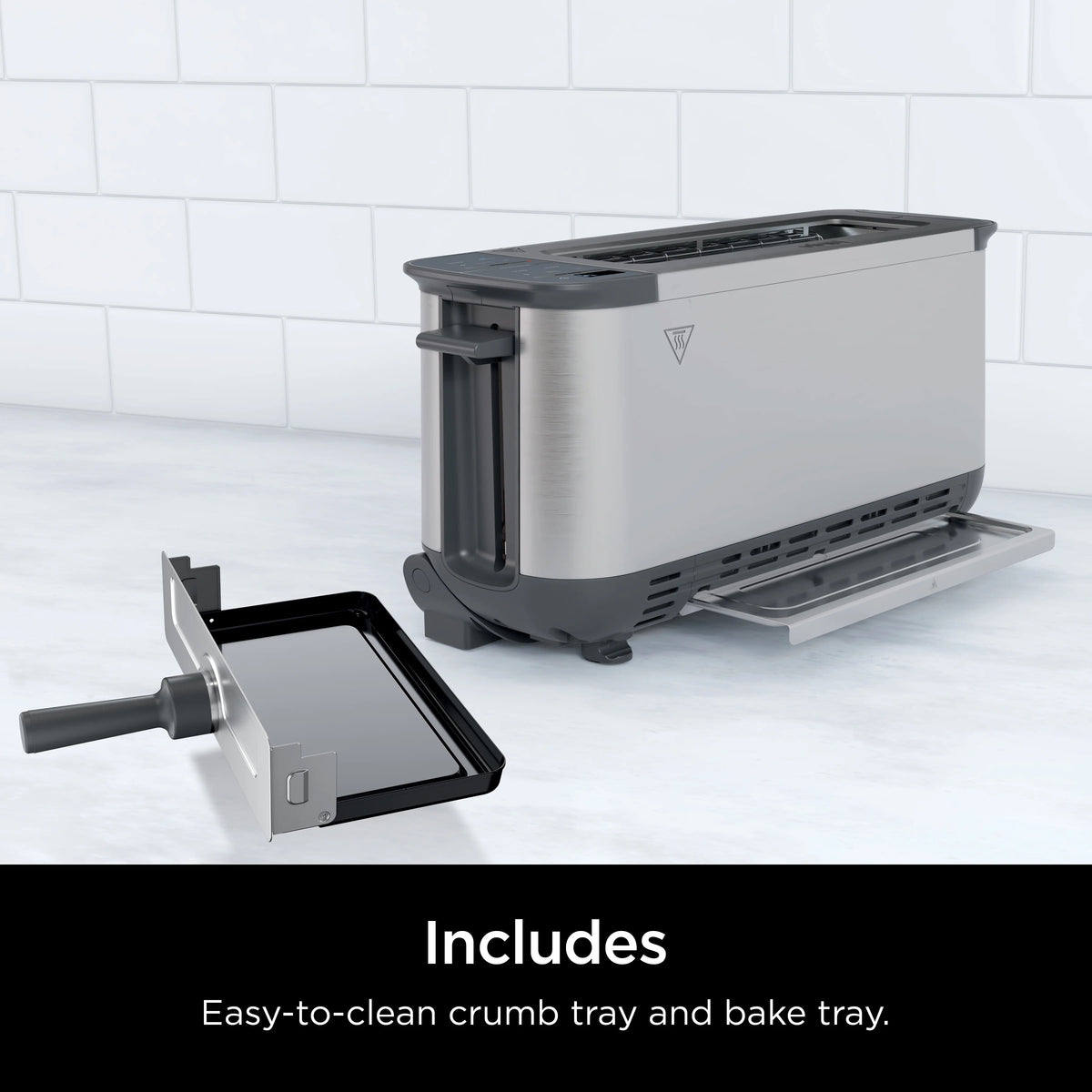 Ninja Foodi 2-in-1 Flip Toaster And Compact Toaster Oven, 2-Slice, 1500 Watts - ST100