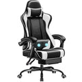 Ergonomic Gaming Chair With Footrest, Massage Lumbar Support, Reclining Backrest And PU Leather
