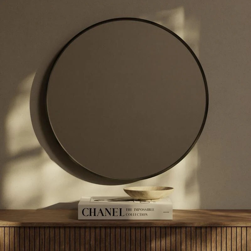 Classic Farmhouse Round Wooden Frame Wall Mirror - 24-inches, 28-inches, 32-inches