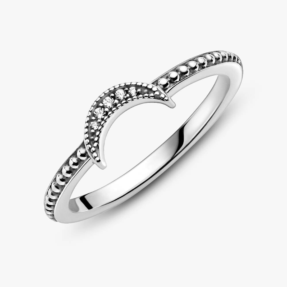 FINAL SALE - Crescent Moon Beaded Ring