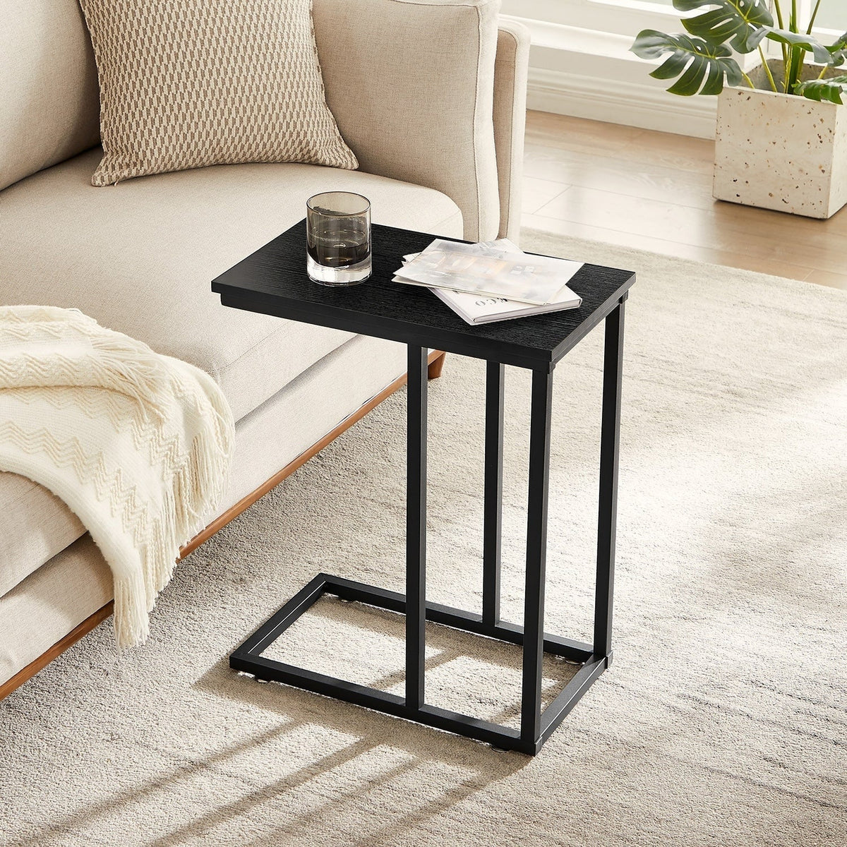 C-Shaped Sofa Side Tables, Set of 2, 11" D x 19" W x 24" H