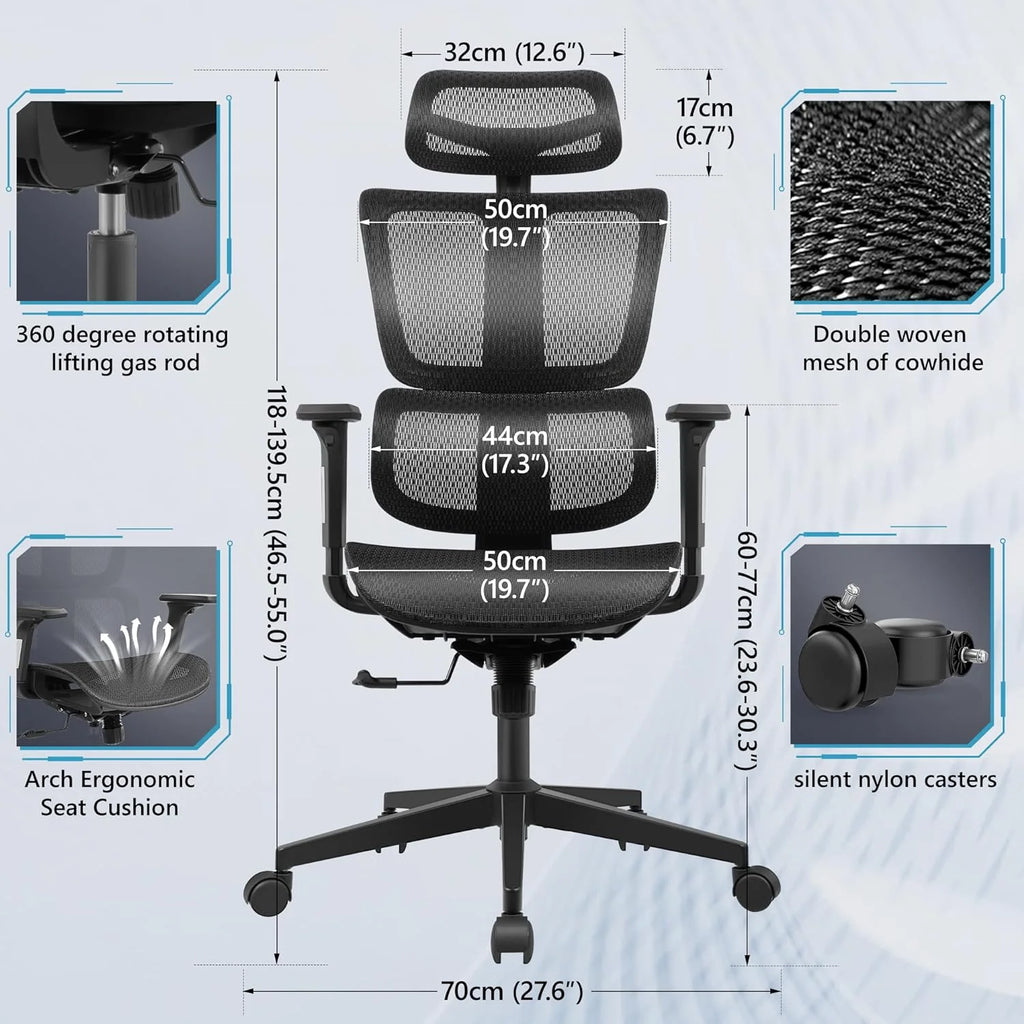 Primy Ergonomic Gaming Office Chair, 23 in D x 12 in W x 20 in H - PR988ZK