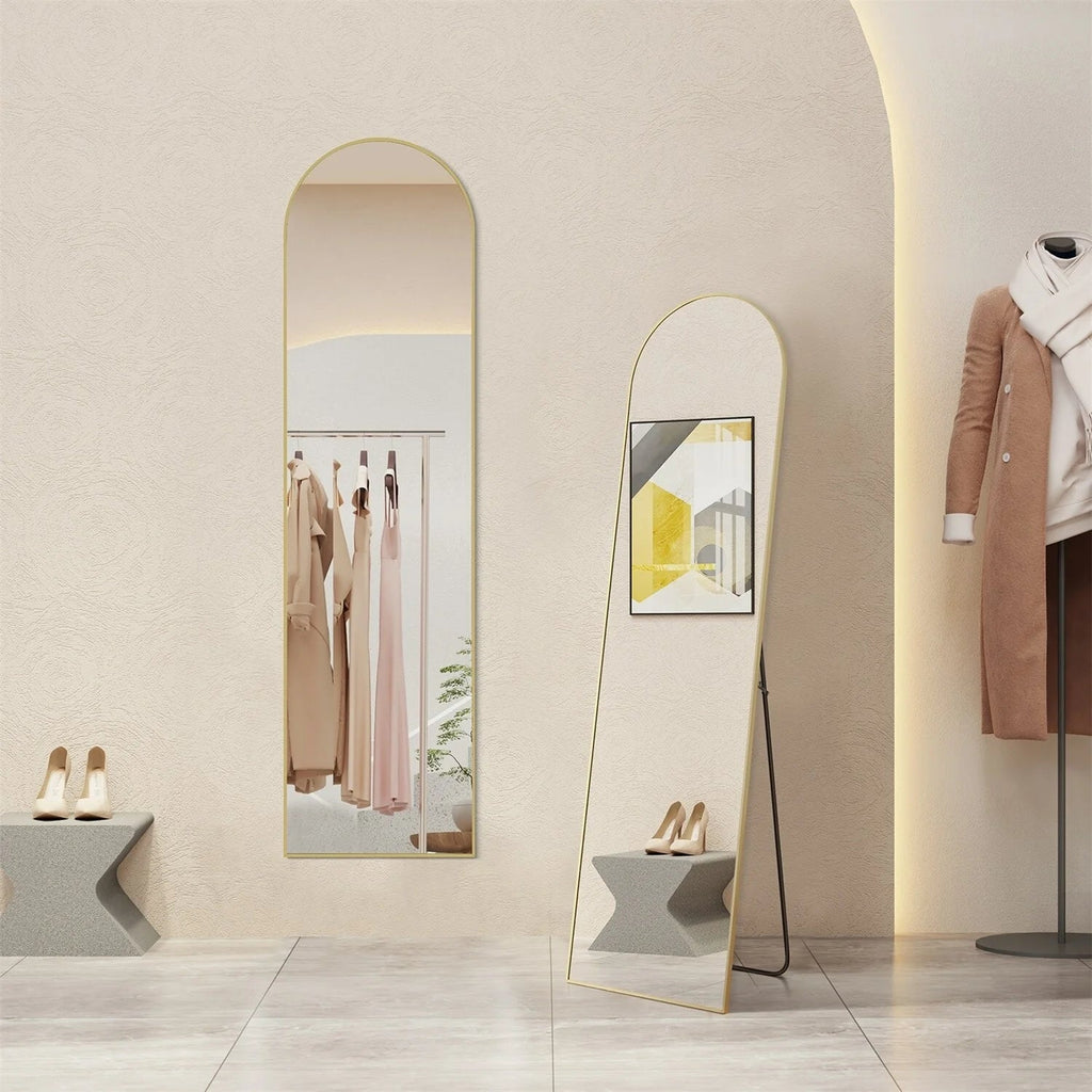 Full-Length Floor Mirror With Stand, Aluminum Alloy Frame - 71x30