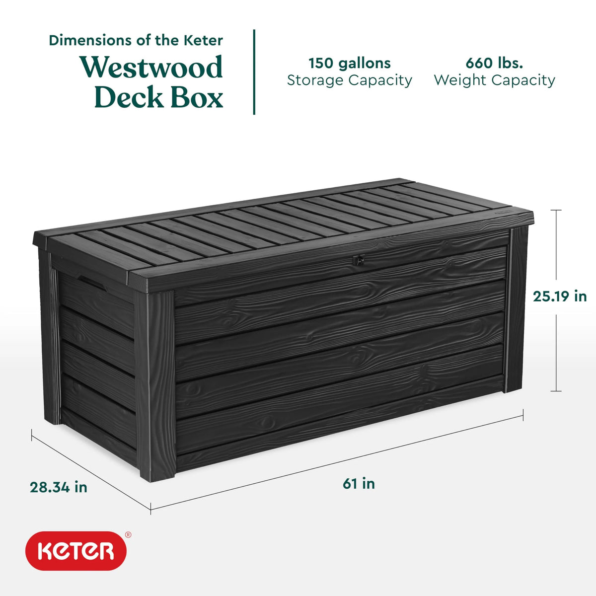 150 Gallon Resin Outdoor Storage Box, Dark Gray