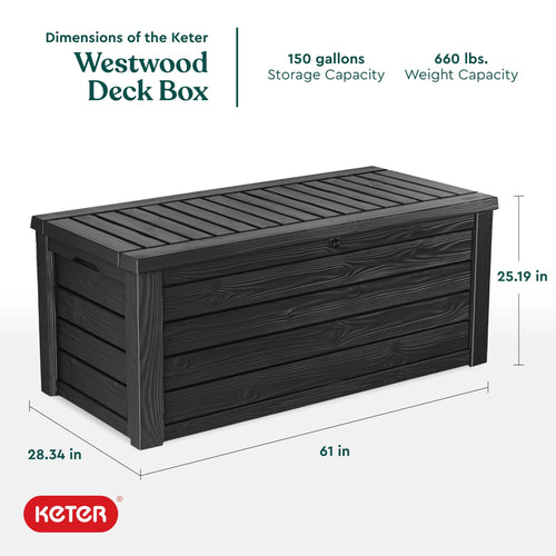 150 Gallon Resin Outdoor Storage Box, Dark Gray