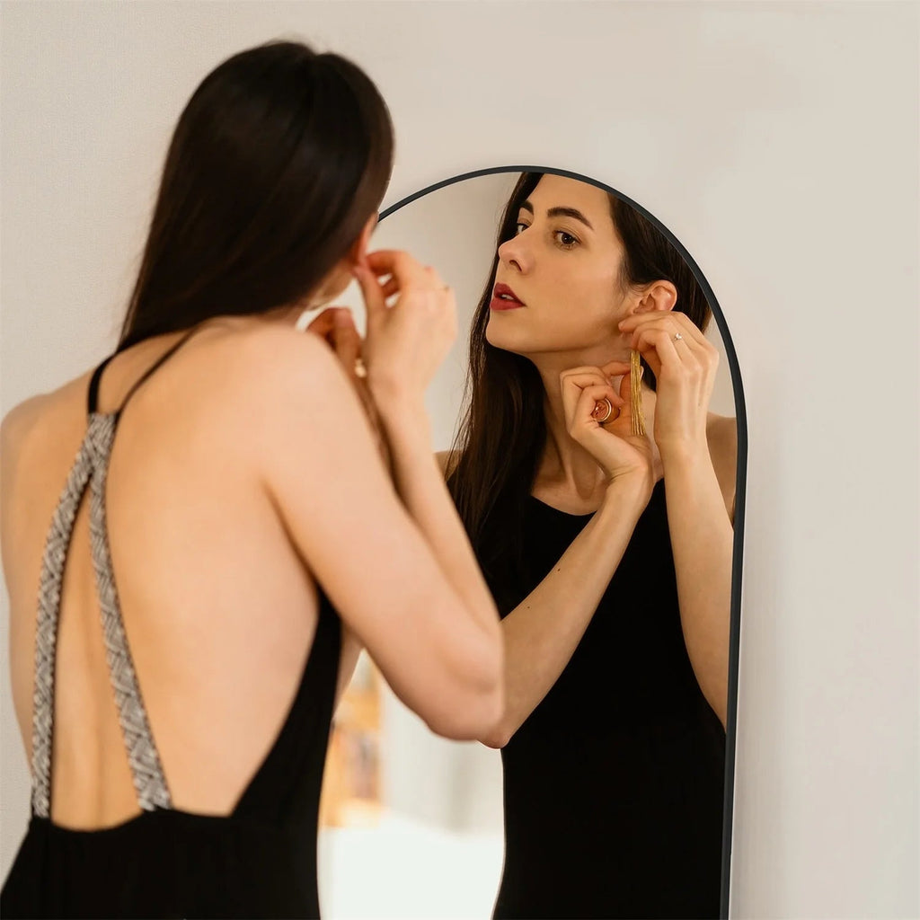 Full-Length Floor Mirror With Stand, Aluminum Alloy Frame - 71x30