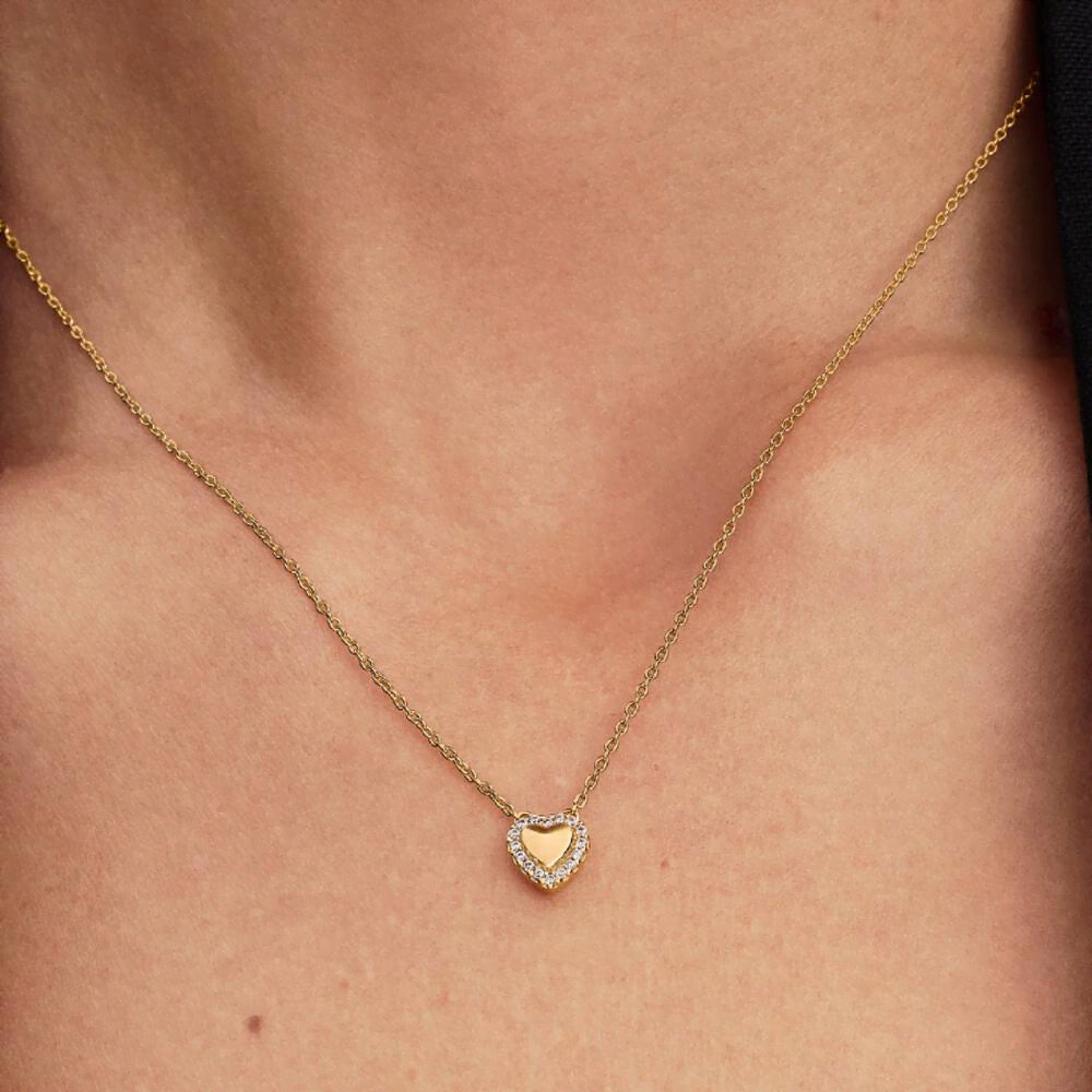 Engravable Heart Halo Collier Necklace