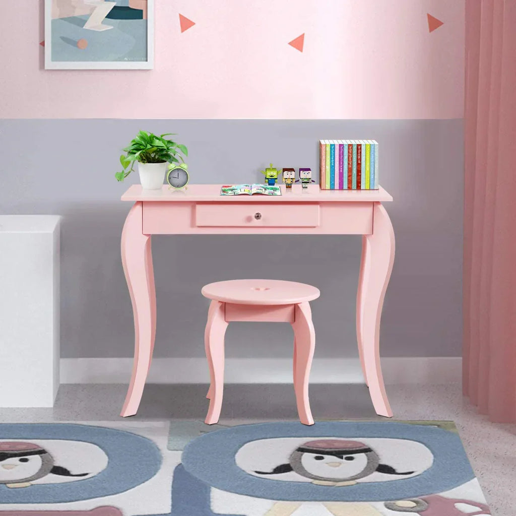 Fireflowery Kids Vanity Table With Detachable Top, Mirror And Drawer - FY-HW64356