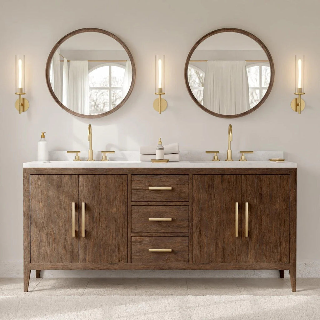 Classic Farmhouse Round Wooden Frame Wall Mirror - 24-inches, 28-inches, 32-inches