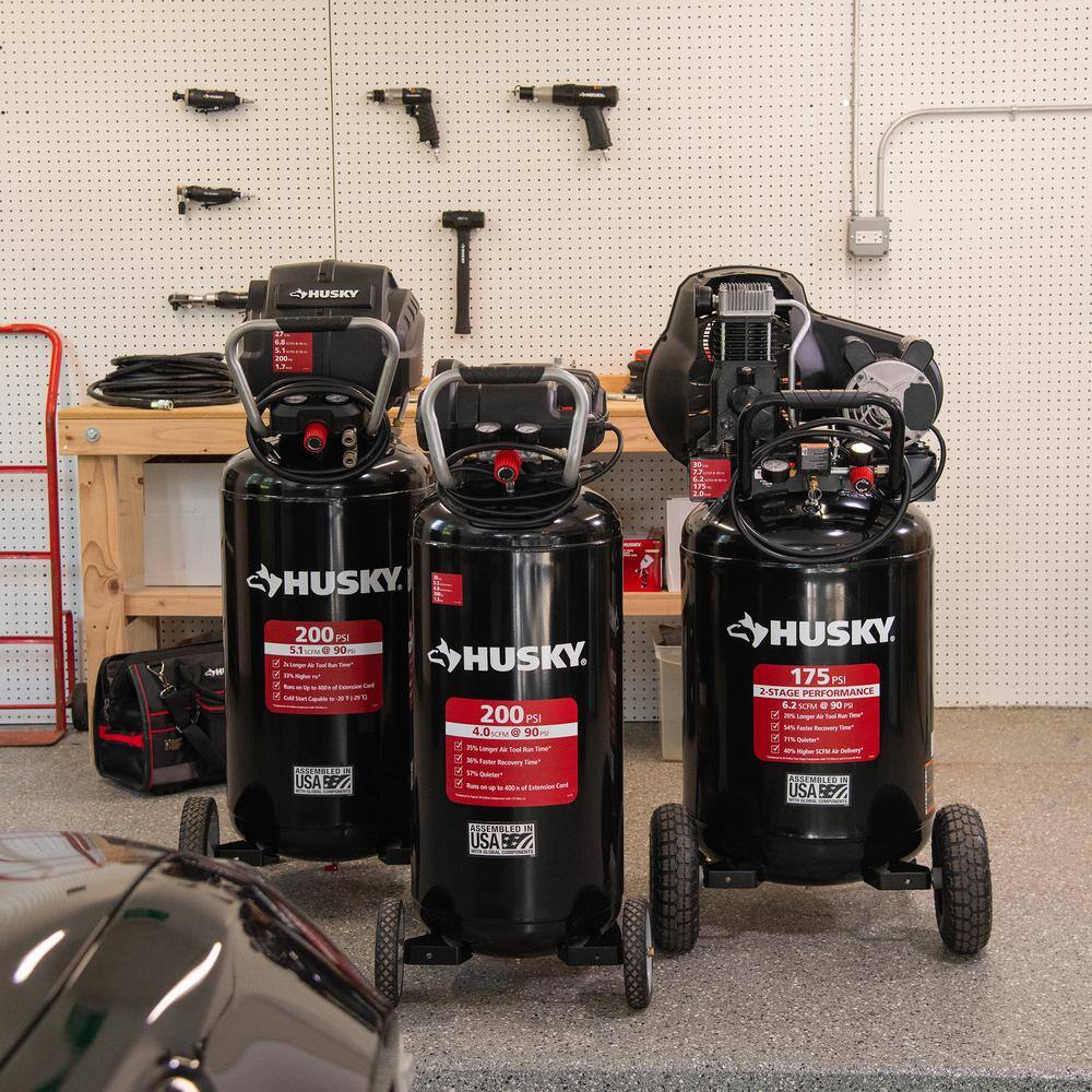 Husky 30 Gal. 175 PSI Oil Lubed Belt Drive Portable Vertical Electric Air Compressor - C304H