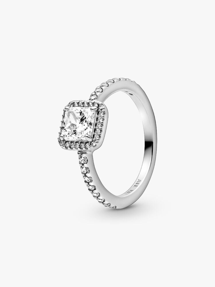 True Elegance Square Halo Ring Set