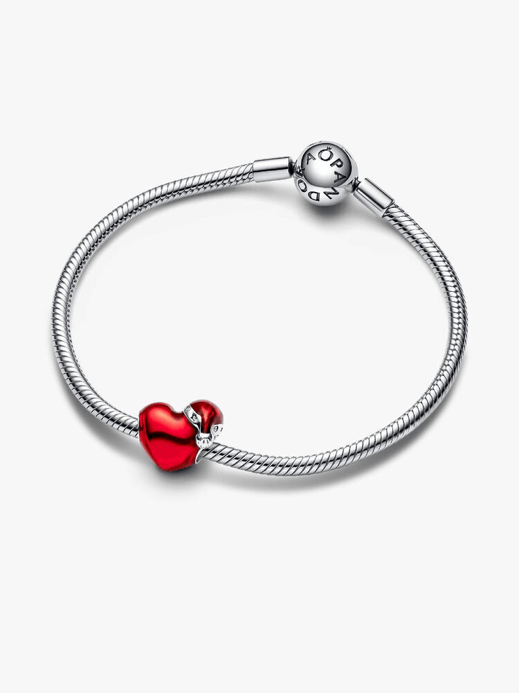 Metallic Red Christmas Heart Charm