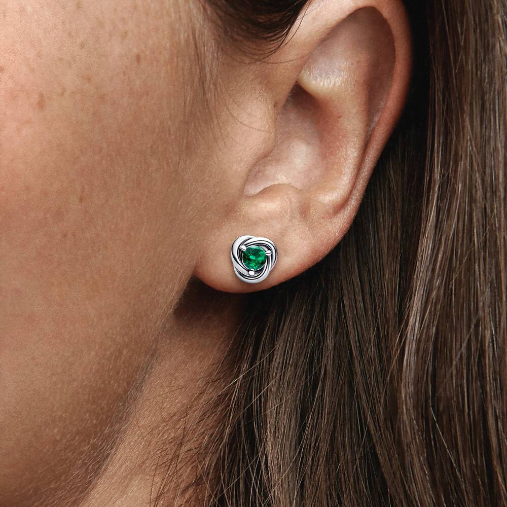 May Birthstone Eternity Circle Stud Earrings