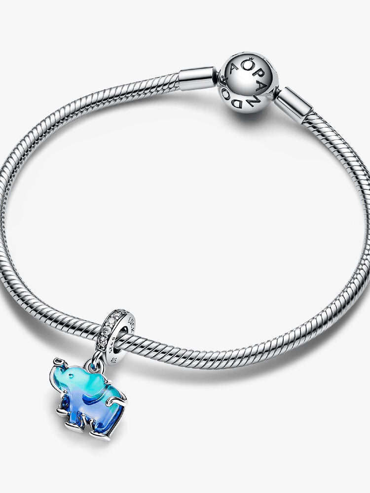 Blue Murano Glass Elephant Dangle Charm
