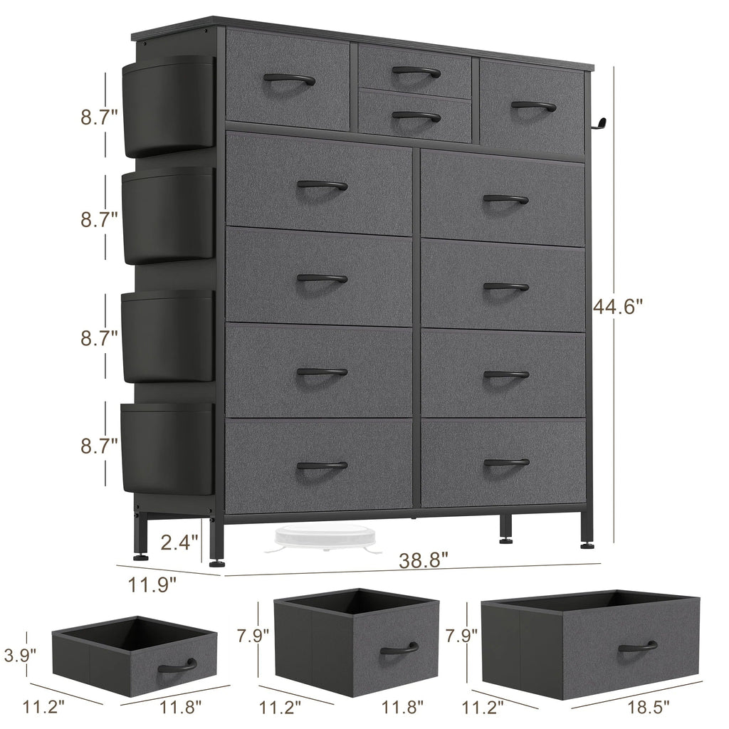 12-Drawer Fabric Dresser With Wood Top And Metal Frame