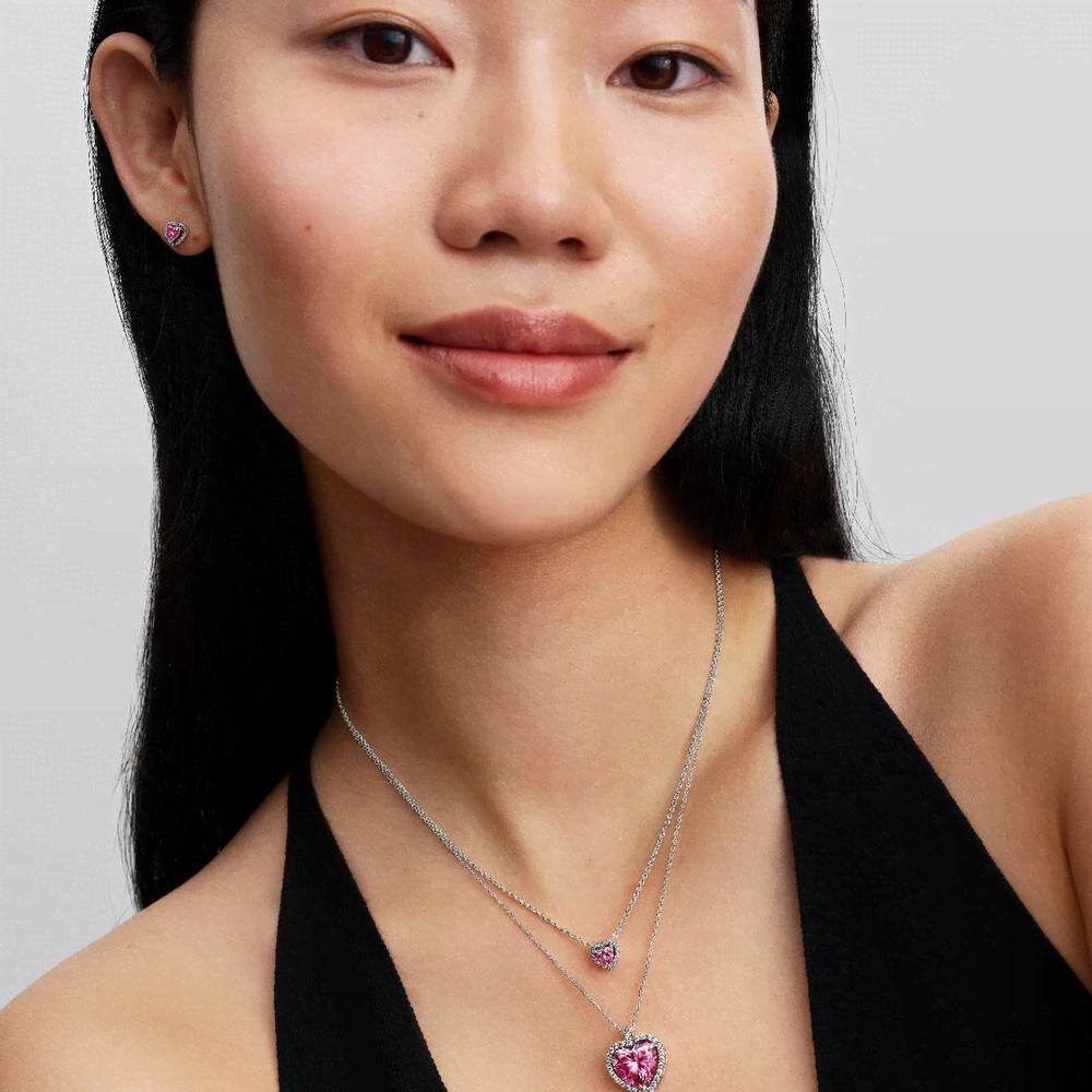 Pink Halo Heart Collier Necklace