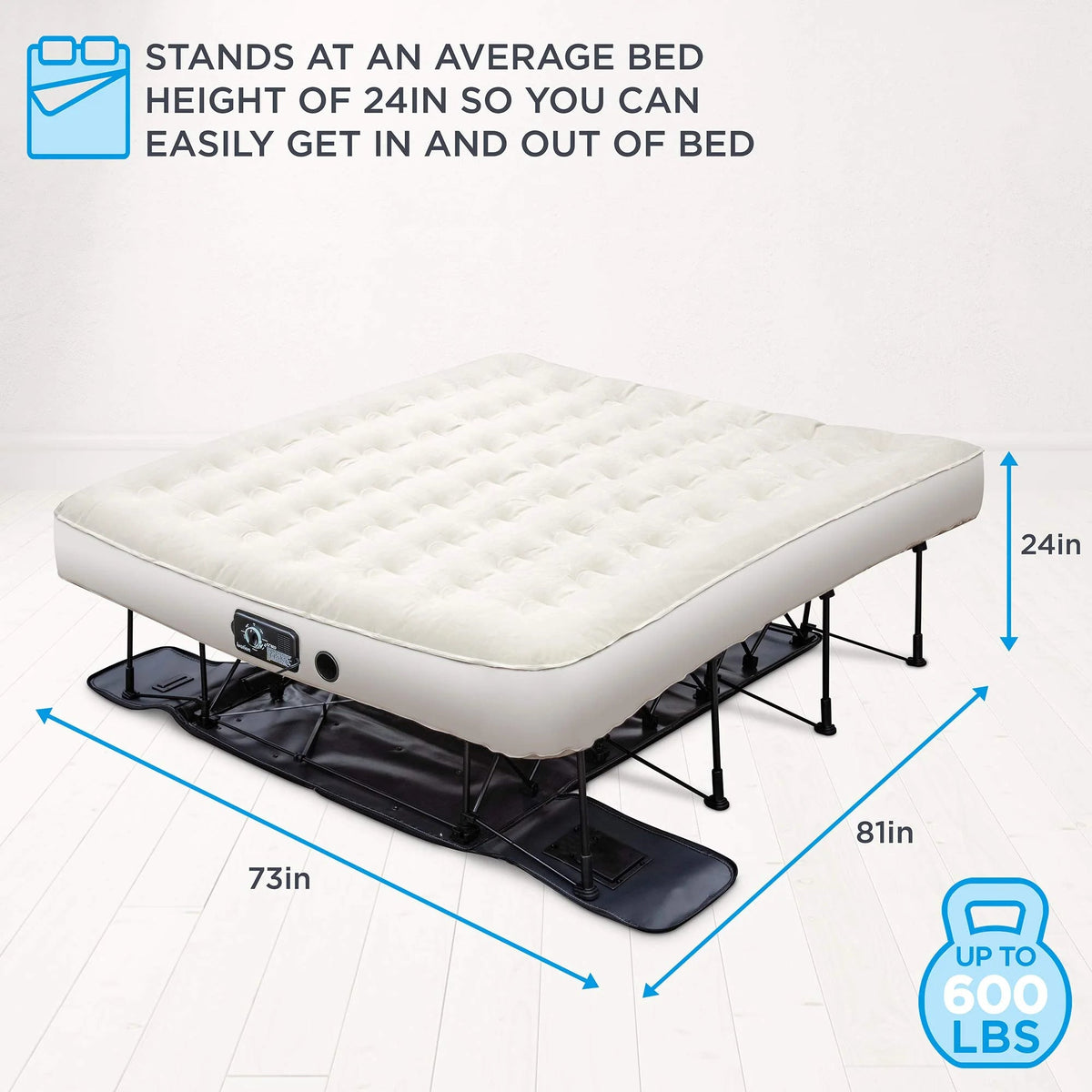 Ivation EZ-Bed Twin Air Mattress With Frame, Rolling Case And Built-In Pump
