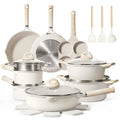 Nonstick Granite Kitchen Cookware Set, 21-Piece, Beige, Induction