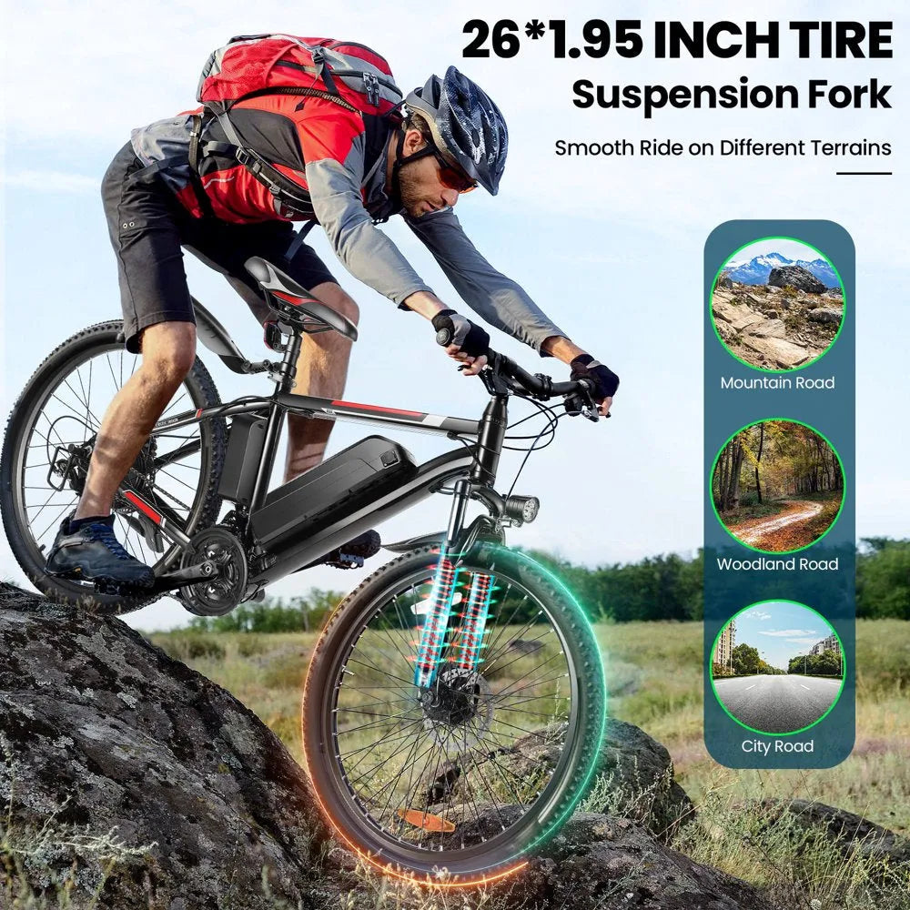 Electric Bicycle for Adults 500W 26-Inch with Cruise Control