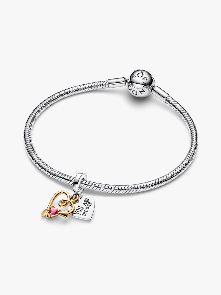 Engravable Heart & Arrow Double Dangle Charm