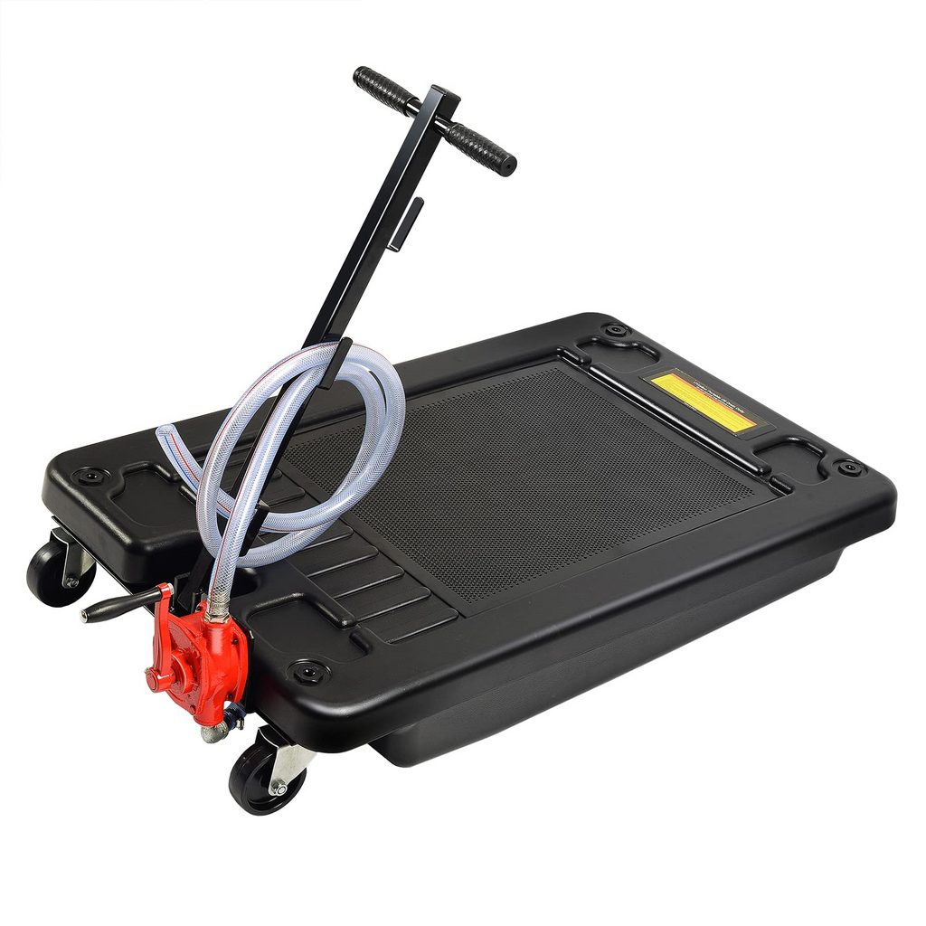 17 Gallon Portable Oil Drain Pan With Pump And 8ft Hose - Low Profile