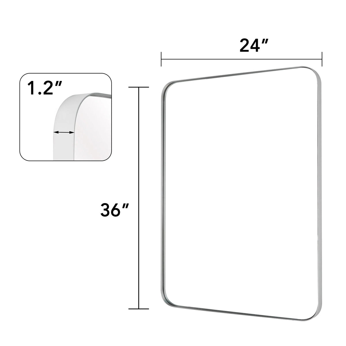 Framed Wall Vanity Mirror With Rounded Corners, 1 Piece