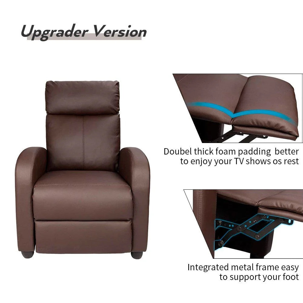 Massage Recliner Chair With PU Faux Leather Upholstery And Padded Seat