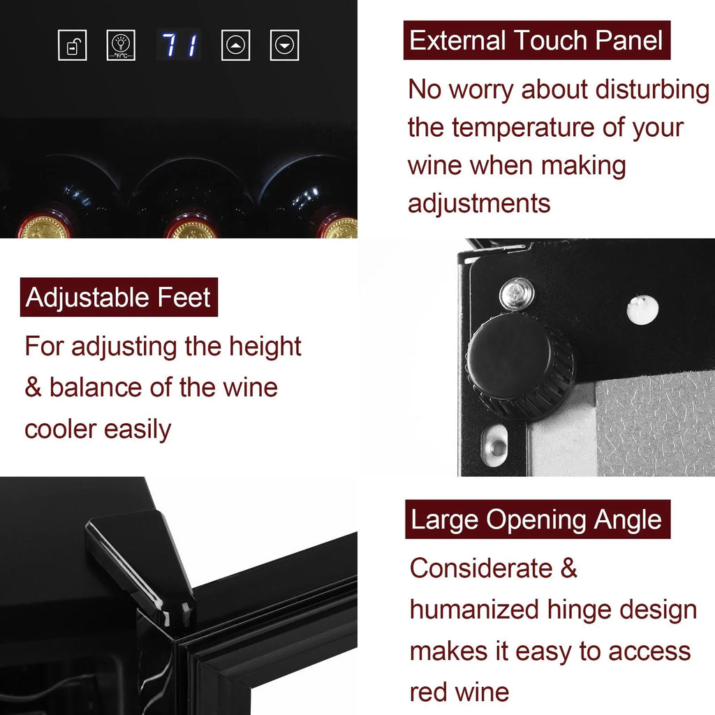 Zimtown 16 Bottle Compressor Wine Cooler Refrigerator, Black - Digital Temperature Control With Lock