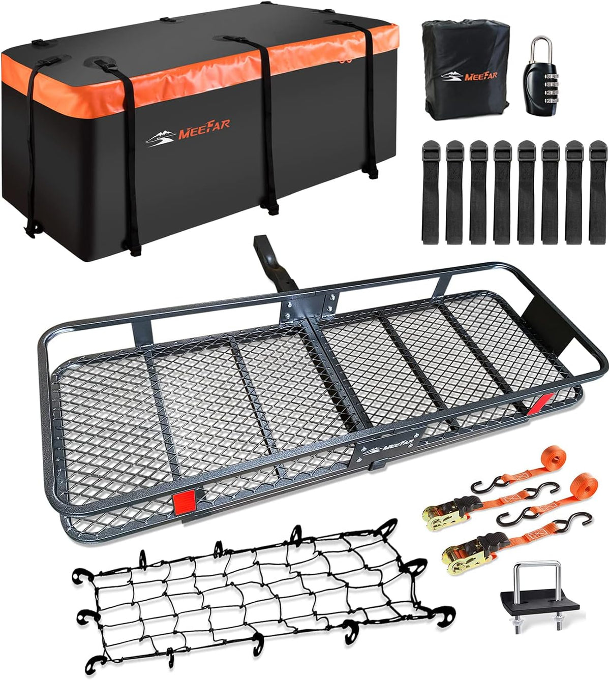 MeeFar Roof Cargo Basket 51 x 36 x 5 in with Waterproof Bag - MF-BSK-AND-BAG