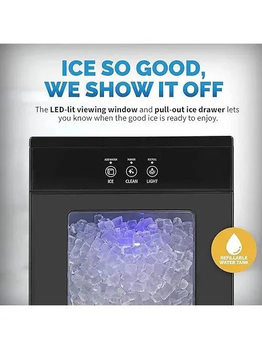 Newair Countertop Nugget Ice Maker With Self-Cleaning Function And Refillable Water Tank