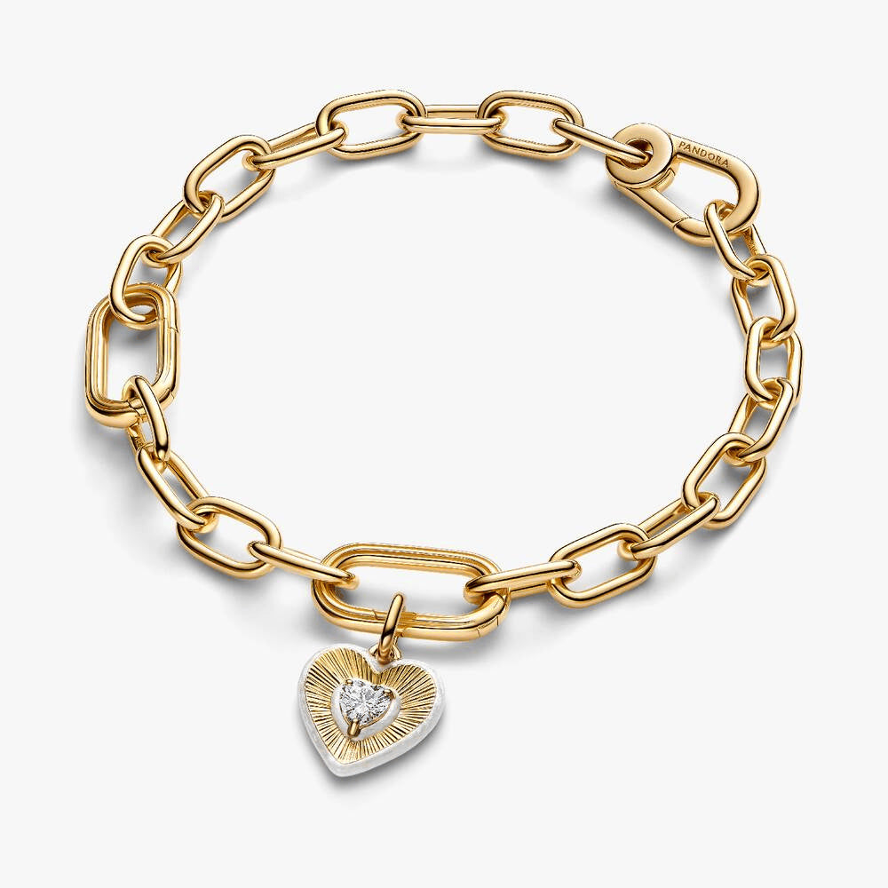 Radiating White Heart Medallion Charm