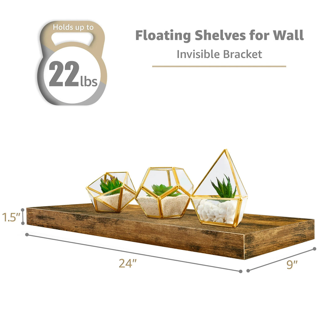24 Inch Extra Long Floating Wall Shelf Set, 2 Count
