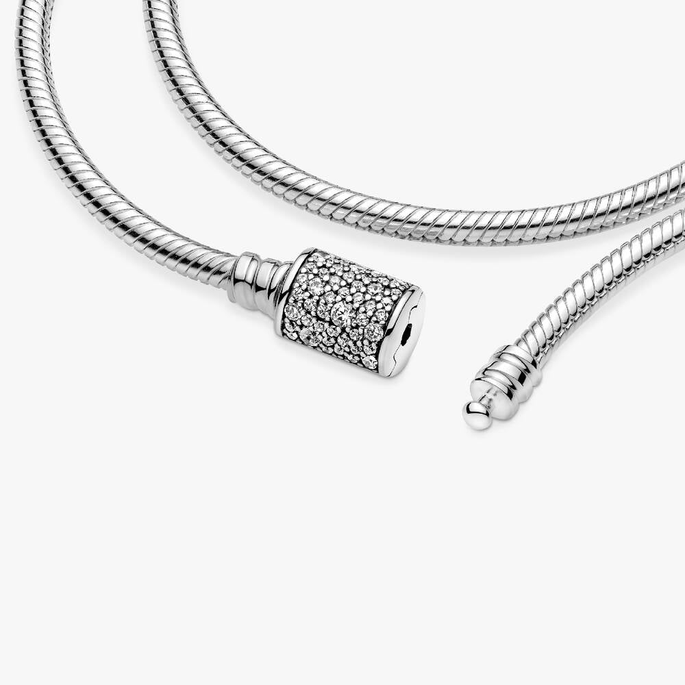 Pandora Moments Double Wrap Barrel Clasp Snake Chain Bracelet/Necklace