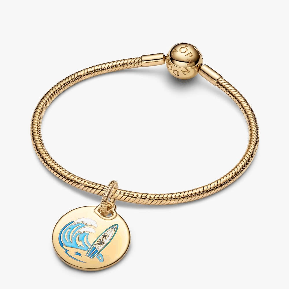 Surfing Round Tag Dangle Charm