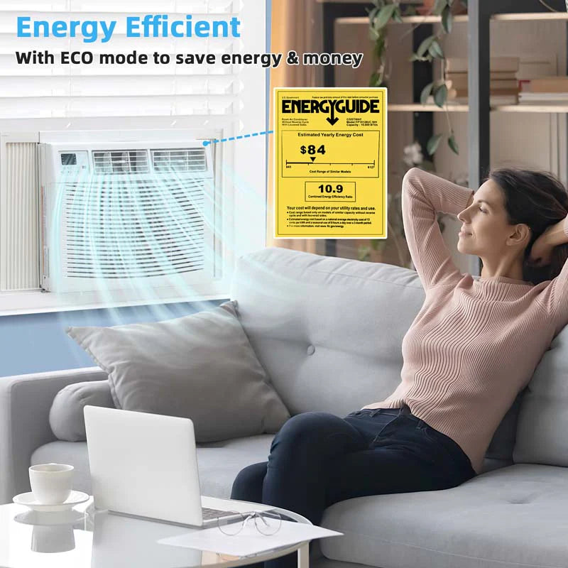 10000 BTU Window Air Conditioner With Remote, ECO Mode And Dehumidifier - White