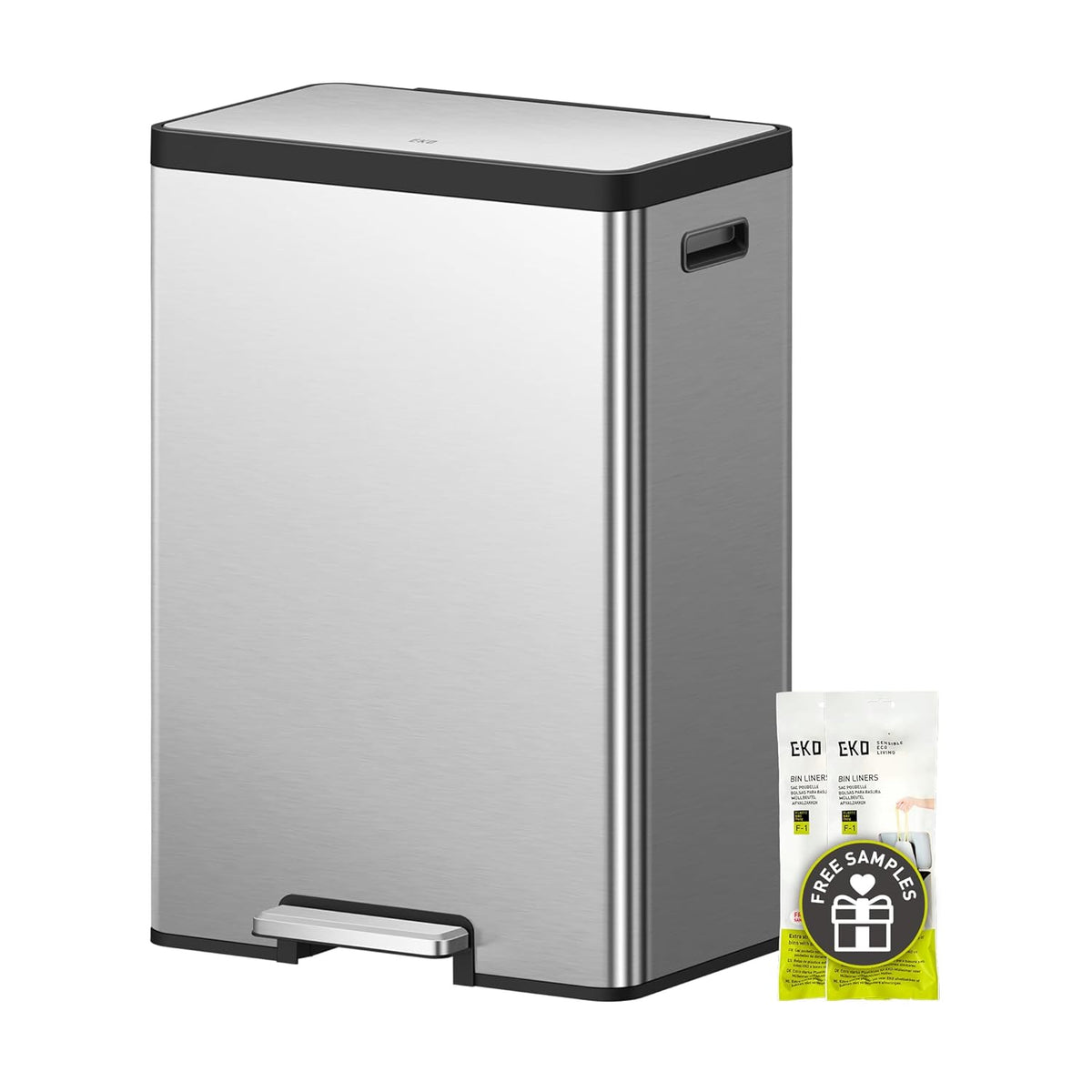 Stainless Steel Dual Compartment Step Trash Can, 30L + 30L